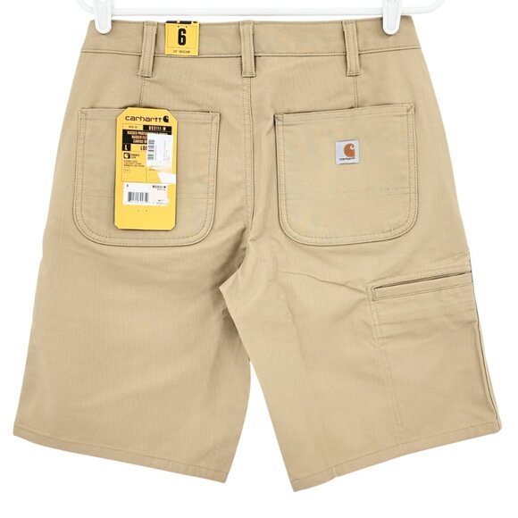 NWT Carhartt Women's Rugged Flex Outdoor Tan Canvas Work Shorts Size 6 Inseam 10 - Picture 2 of 11